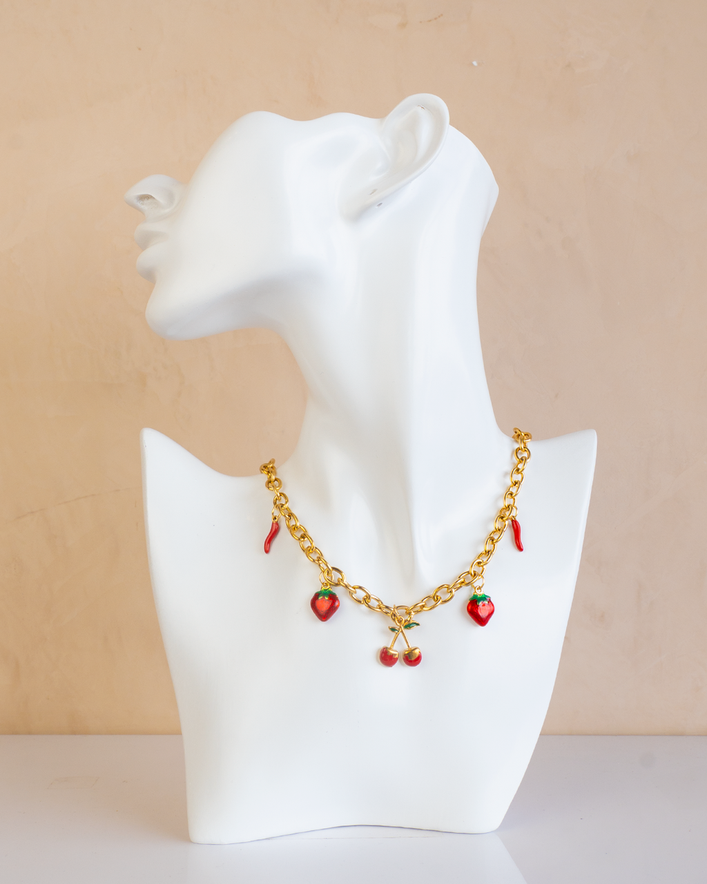 Collar Frutos Rojos Enchapado en Oro